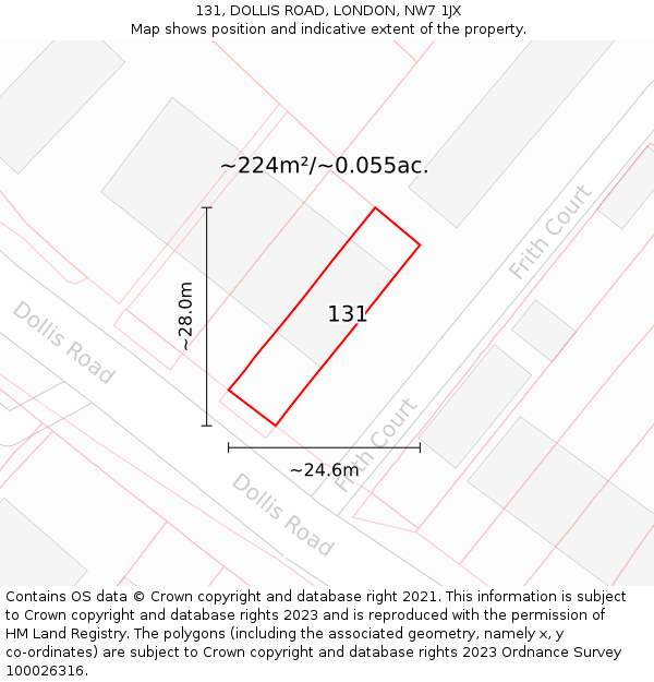 131, DOLLIS ROAD, LONDON, NW7 1JX: Plot and title map
