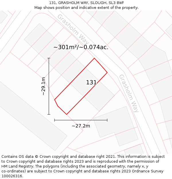 131, GRASHOLM WAY, SLOUGH, SL3 8WF: Plot and title map