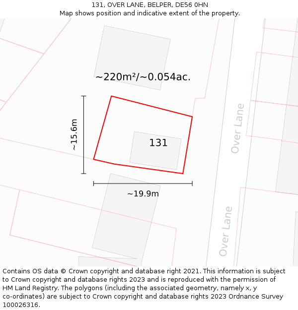 131, OVER LANE, BELPER, DE56 0HN: Plot and title map