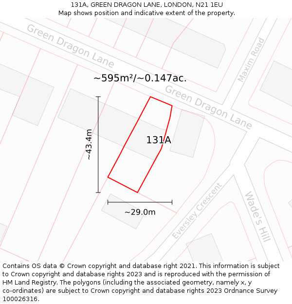 131A, GREEN DRAGON LANE, LONDON, N21 1EU: Plot and title map