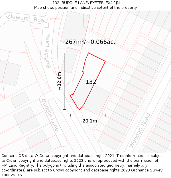 132, BUDDLE LANE, EXETER, EX4 1JN: Plot and title map