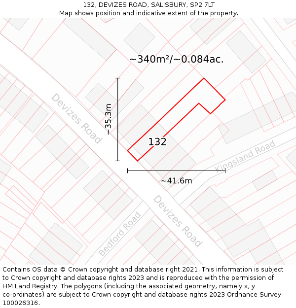 132, DEVIZES ROAD, SALISBURY, SP2 7LT: Plot and title map