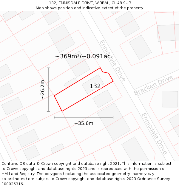132, ENNISDALE DRIVE, WIRRAL, CH48 9UB: Plot and title map