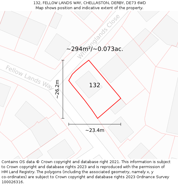 132, FELLOW LANDS WAY, CHELLASTON, DERBY, DE73 6WD: Plot and title map