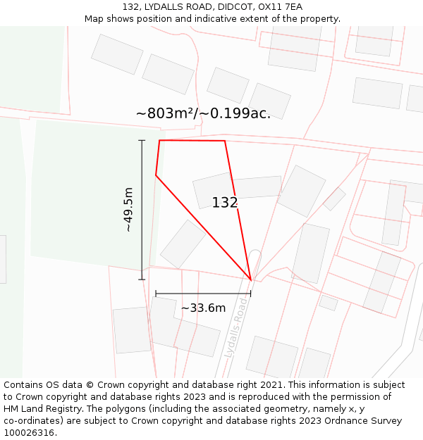 132, LYDALLS ROAD, DIDCOT, OX11 7EA: Plot and title map
