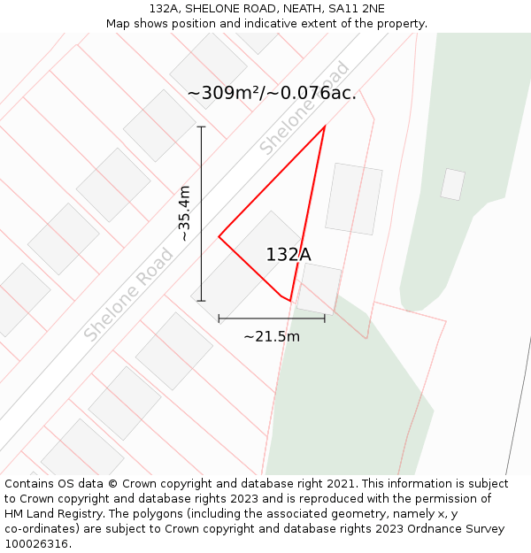 132A, SHELONE ROAD, NEATH, SA11 2NE: Plot and title map