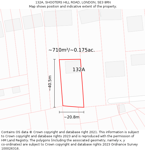 132A, SHOOTERS HILL ROAD, LONDON, SE3 8RN: Plot and title map