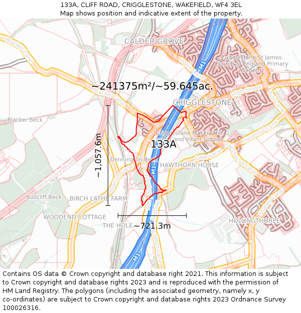 133A, CLIFF ROAD, CRIGGLESTONE, WAKEFIELD, WF4 3EL: Plot and title map