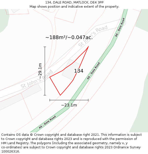 134, DALE ROAD, MATLOCK, DE4 3PP: Plot and title map