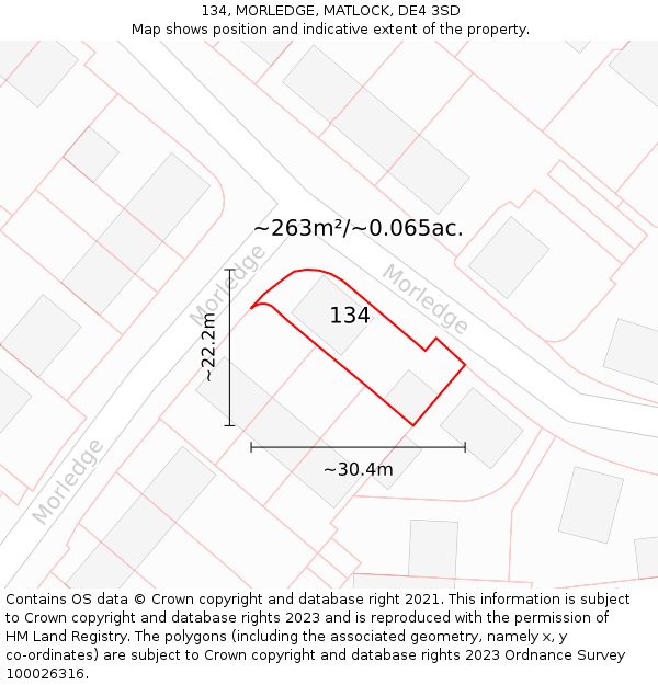 134, MORLEDGE, MATLOCK, DE4 3SD: Plot and title map