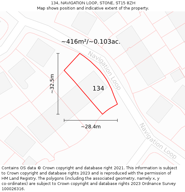 134, NAVIGATION LOOP, STONE, ST15 8ZH: Plot and title map