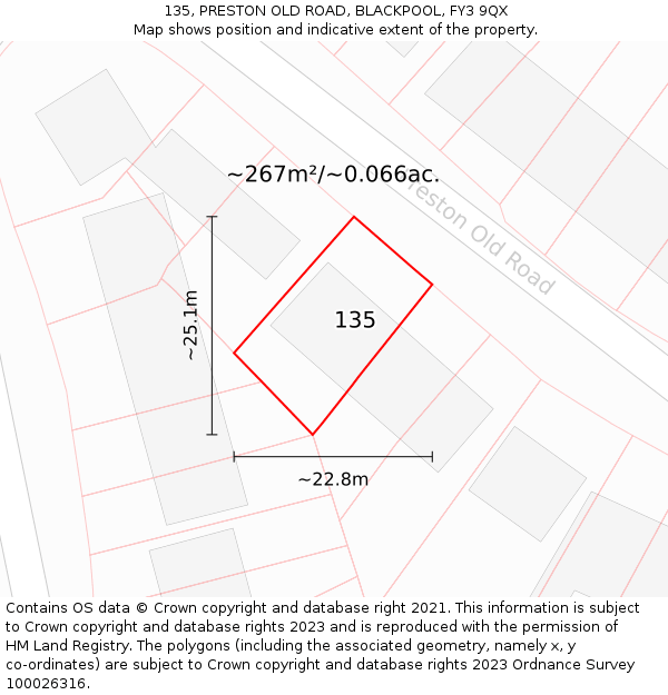 135, PRESTON OLD ROAD, BLACKPOOL, FY3 9QX: Plot and title map