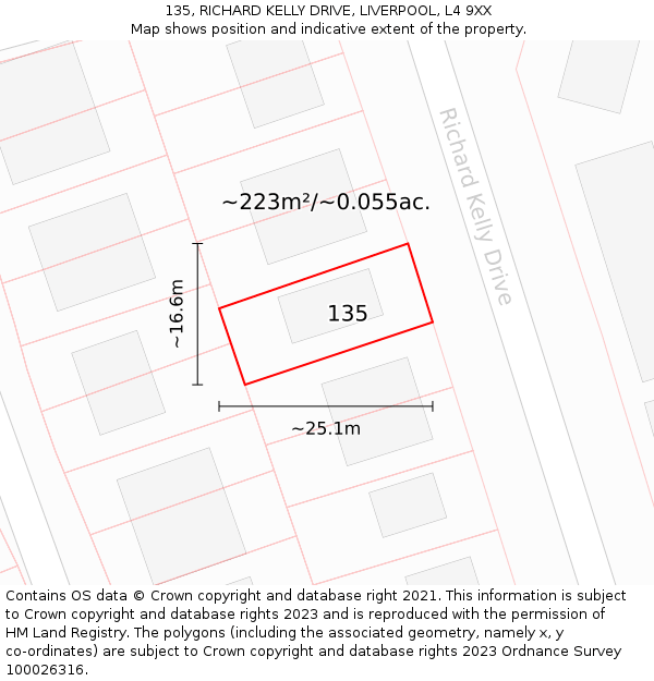 135, RICHARD KELLY DRIVE, LIVERPOOL, L4 9XX: Plot and title map