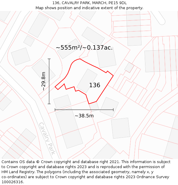 136, CAVALRY PARK, MARCH, PE15 9DL: Plot and title map