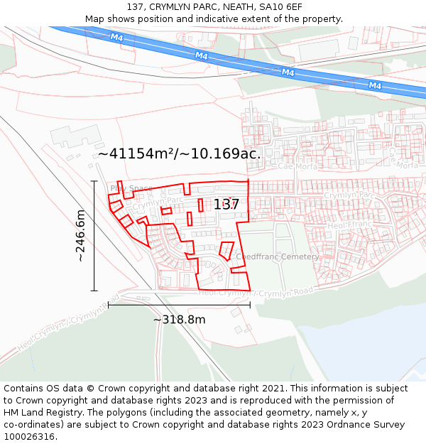 137, CRYMLYN PARC, NEATH, SA10 6EF: Plot and title map