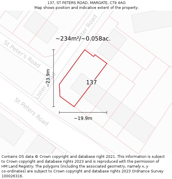 137, ST PETERS ROAD, MARGATE, CT9 4AG: Plot and title map