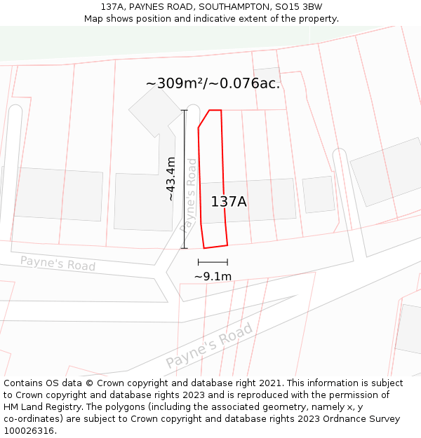 137A, PAYNES ROAD, SOUTHAMPTON, SO15 3BW: Plot and title map
