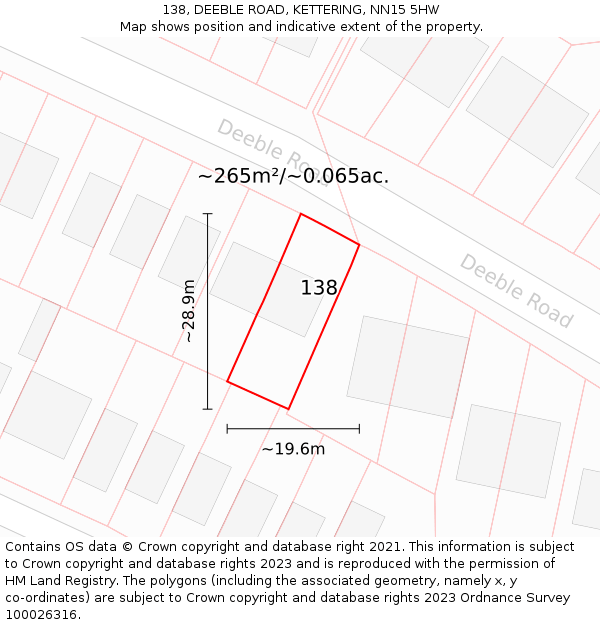 138, DEEBLE ROAD, KETTERING, NN15 5HW: Plot and title map