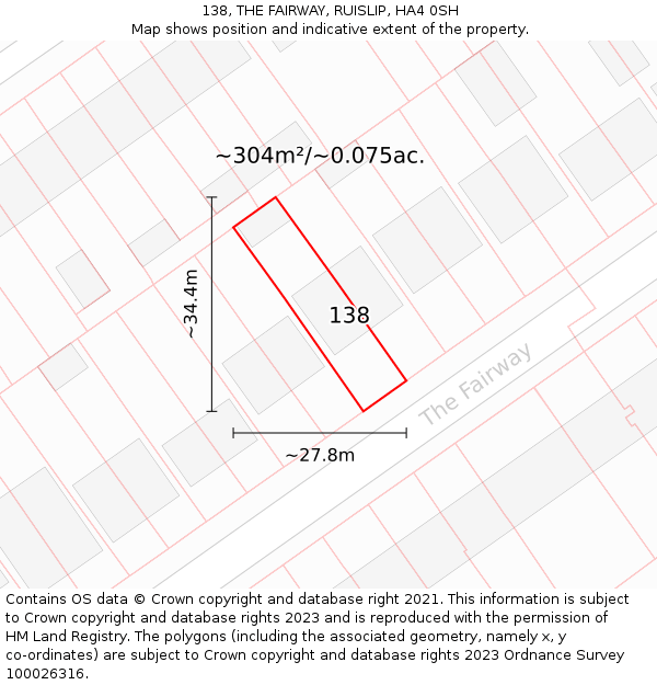 138, THE FAIRWAY, RUISLIP, HA4 0SH: Plot and title map
