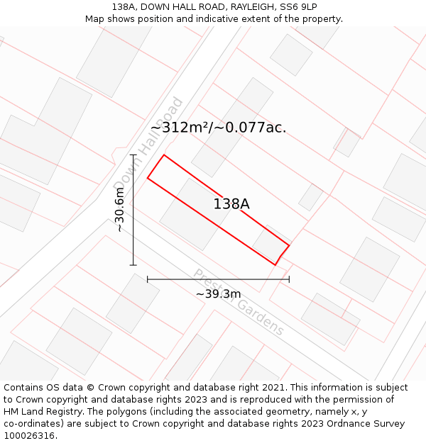 138A, DOWN HALL ROAD, RAYLEIGH, SS6 9LP: Plot and title map