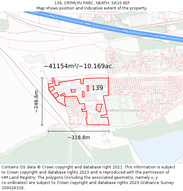 139, CRYMLYN PARC, NEATH, SA10 6EF: Plot and title map