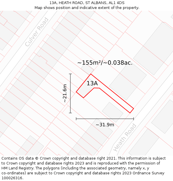13A, HEATH ROAD, ST ALBANS, AL1 4DS: Plot and title map