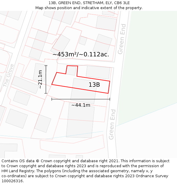 13B, GREEN END, STRETHAM, ELY, CB6 3LE: Plot and title map