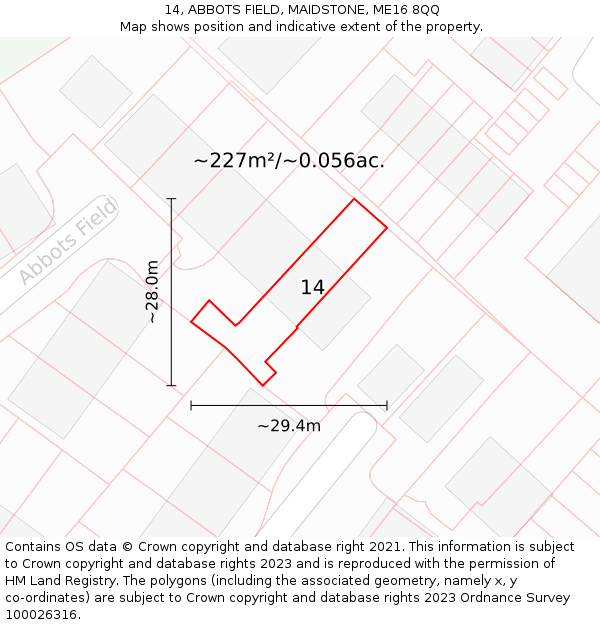 14, ABBOTS FIELD, MAIDSTONE, ME16 8QQ: Plot and title map