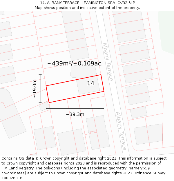 14, ALBANY TERRACE, LEAMINGTON SPA, CV32 5LP: Plot and title map
