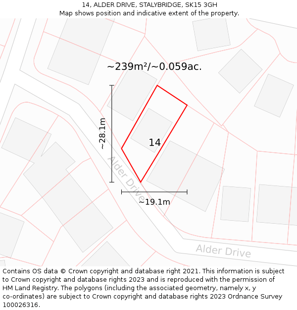 14, ALDER DRIVE, STALYBRIDGE, SK15 3GH: Plot and title map