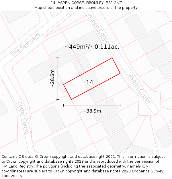 14, ASPEN COPSE, BROMLEY, BR1 2NZ: Plot and title map