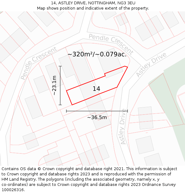 14, ASTLEY DRIVE, NOTTINGHAM, NG3 3EU: Plot and title map