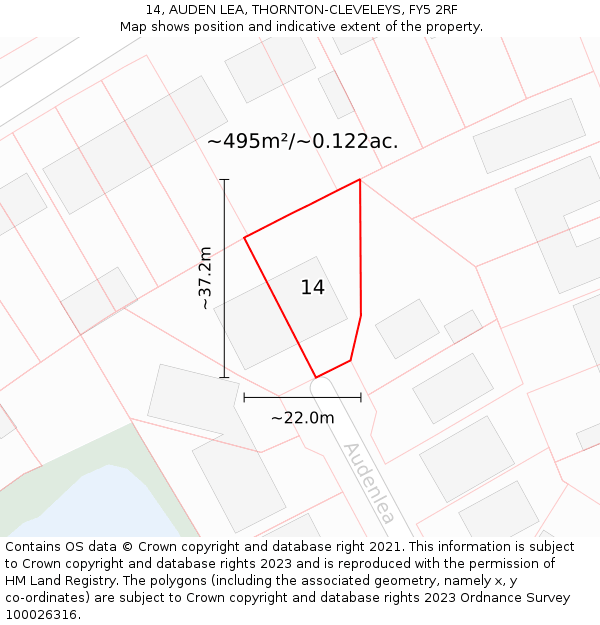 14, AUDEN LEA, THORNTON-CLEVELEYS, FY5 2RF: Plot and title map