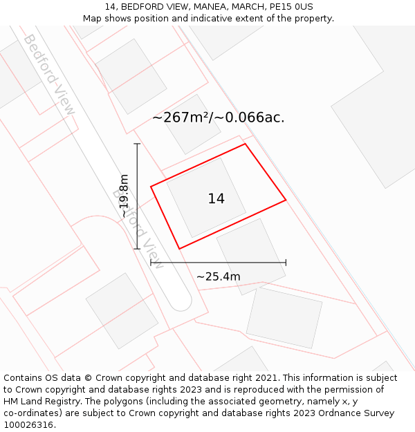 14, BEDFORD VIEW, MANEA, MARCH, PE15 0US: Plot and title map