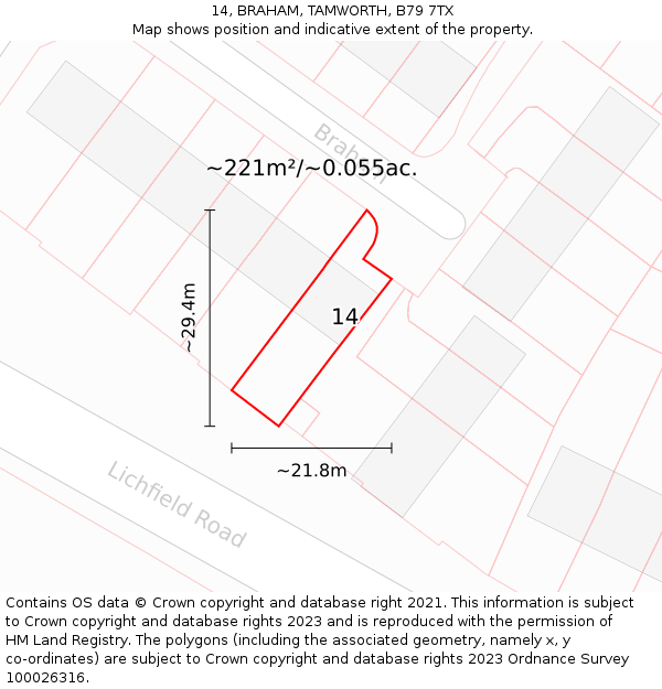 14, BRAHAM, TAMWORTH, B79 7TX: Plot and title map