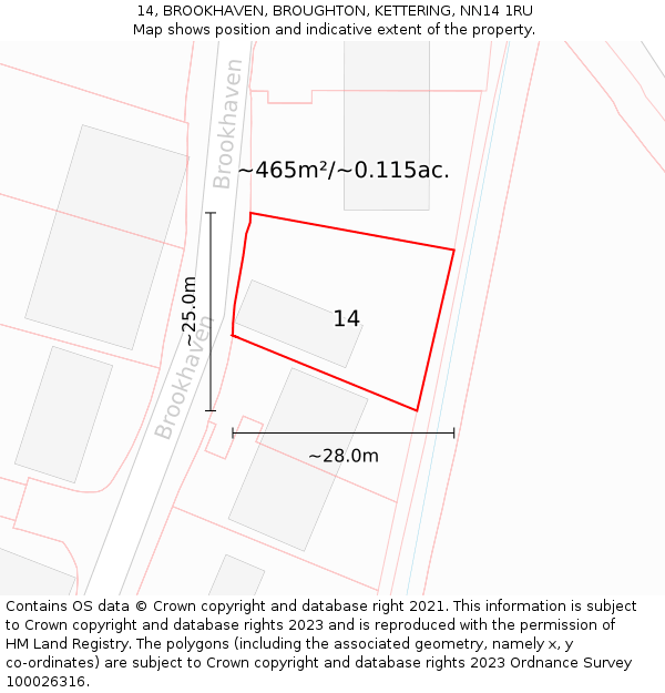 14, BROOKHAVEN, BROUGHTON, KETTERING, NN14 1RU: Plot and title map