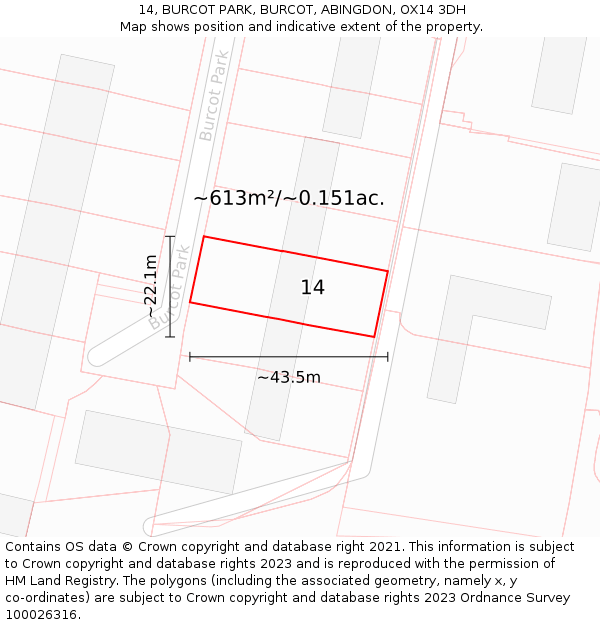14, BURCOT PARK, BURCOT, ABINGDON, OX14 3DH: Plot and title map