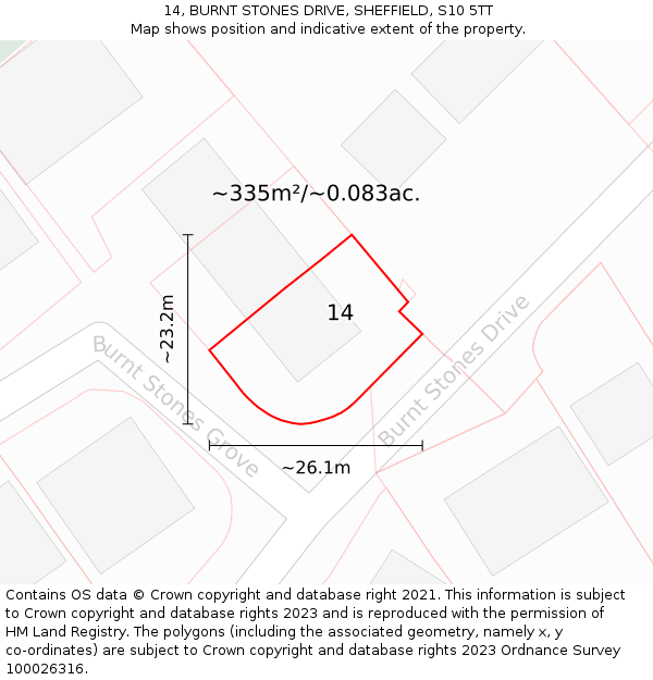 14, BURNT STONES DRIVE, SHEFFIELD, S10 5TT: Plot and title map