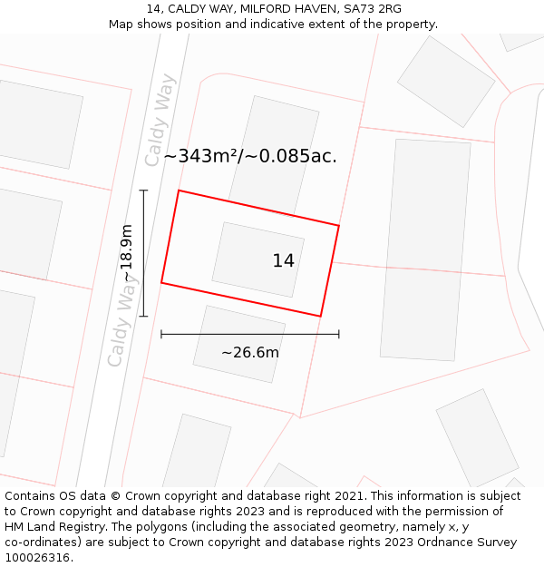 14, CALDY WAY, MILFORD HAVEN, SA73 2RG: Plot and title map