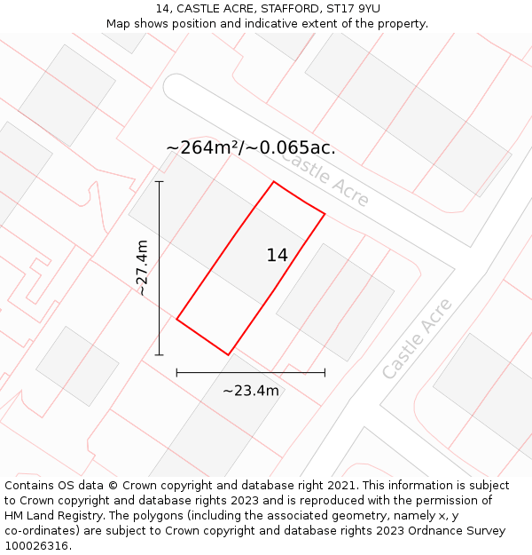 14, CASTLE ACRE, STAFFORD, ST17 9YU: Plot and title map