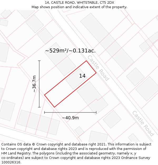 14, CASTLE ROAD, WHITSTABLE, CT5 2DX: Plot and title map