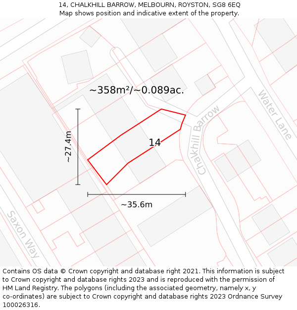 14, CHALKHILL BARROW, MELBOURN, ROYSTON, SG8 6EQ: Plot and title map