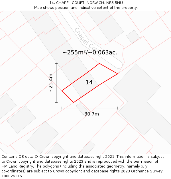 14, CHAPEL COURT, NORWICH, NR6 5NU: Plot and title map