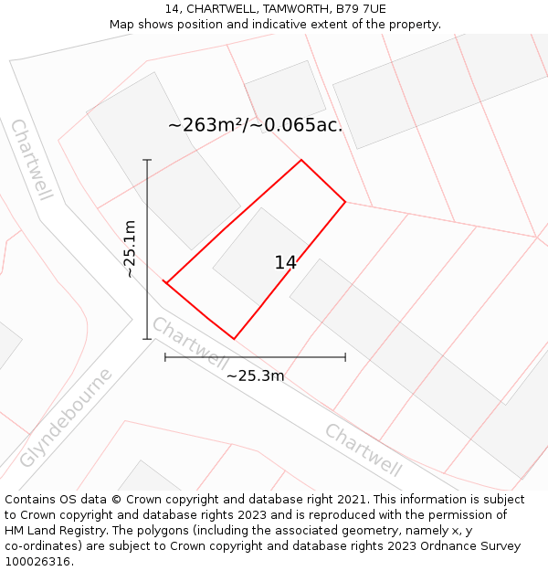 14, CHARTWELL, TAMWORTH, B79 7UE: Plot and title map