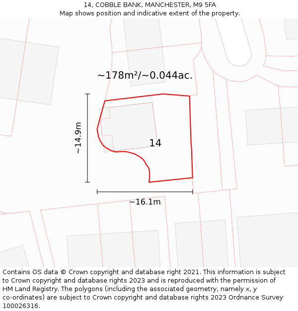 14, COBBLE BANK, MANCHESTER, M9 5FA: Plot and title map