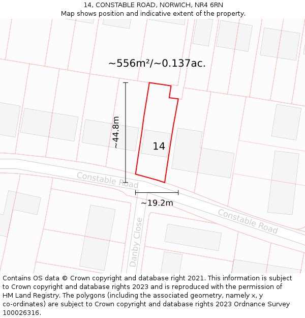 14, CONSTABLE ROAD, NORWICH, NR4 6RN: Plot and title map