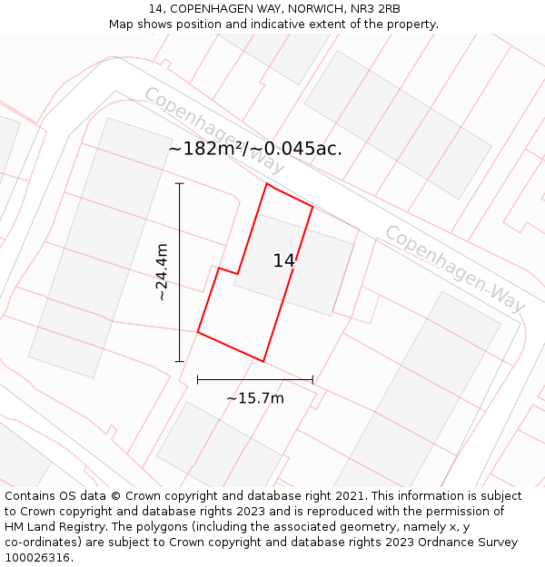14, COPENHAGEN WAY, NORWICH, NR3 2RB: Plot and title map