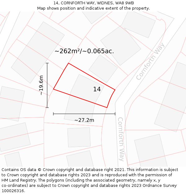 14, CORNFORTH WAY, WIDNES, WA8 9WB: Plot and title map
