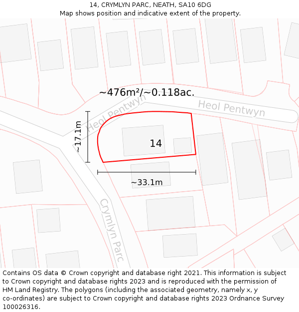 14, CRYMLYN PARC, NEATH, SA10 6DG: Plot and title map