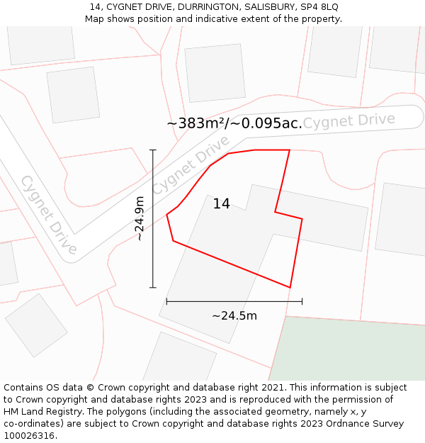 14, CYGNET DRIVE, DURRINGTON, SALISBURY, SP4 8LQ: Plot and title map